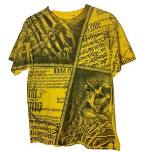 MMA Elite T Shirt Men Medium Ywllow Black Skull Fighting Mixed Martial Arts READ